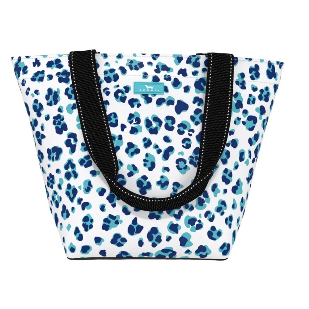 Scout Blue Leopard Print Tote with Black Straps